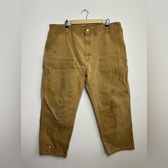 Vintage CARHARTT Duck Double-Front Distressed Dungaree Pants Men’s Size 44x32 - Picture 1 of 3